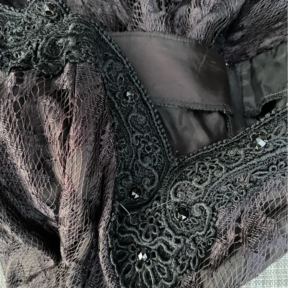 Paris sport club 1990’s black lace special Occassion dress size 9 Vgt - Picture 8 of 16